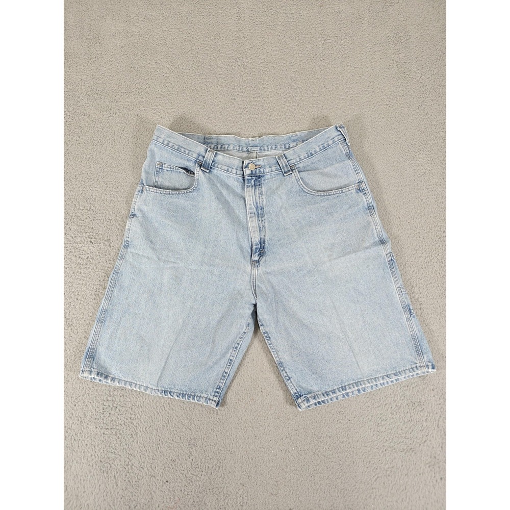 Vintage‎ Wrangler Rugged Wear Shorts Mens 38 Light Wash Carpenter Denim 90s